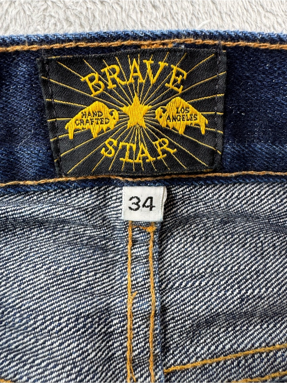 Brave Star USA Made Selvage Denim Jeans 34 Dark Wash Button Fly - Picture 7 of 15
